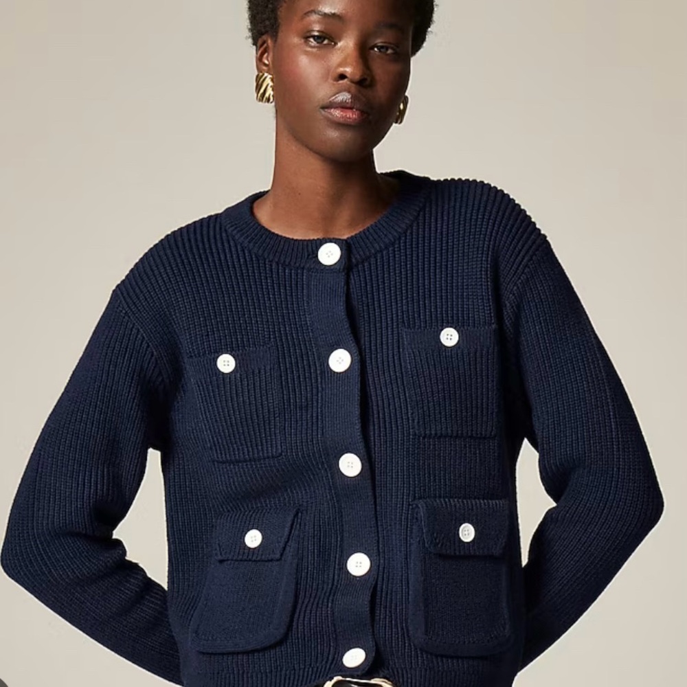 NWT J Crew Four-pocket cardigan navy S - Picture 2 of 6